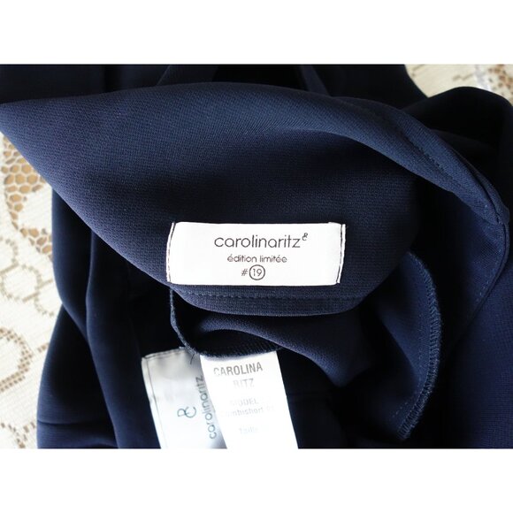 Carolina Ritz Navy Blue Short Sleeve Wide Leg Romper size FR 36 US 4 - Picture 6 of 6